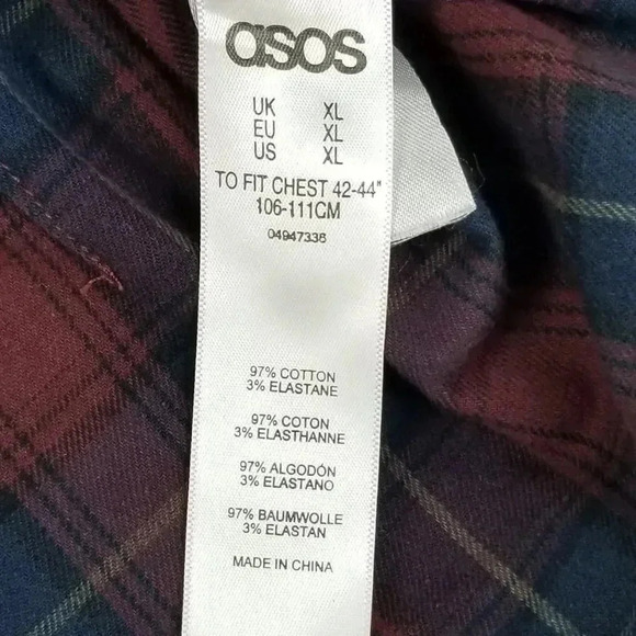 Asos Button Down Flannel Long Sleeve Plaid Shirt - Picture 6 of 6